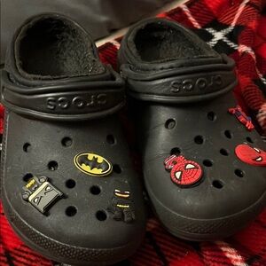 Crocs Black Clogs with Superhero Charms